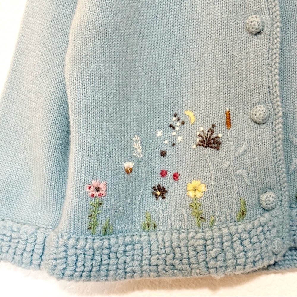 Vintage Jacadi NWOT Girls Wool Blend Blue Cardigan size 18-24 months Embroidered - Picture 4 of 14